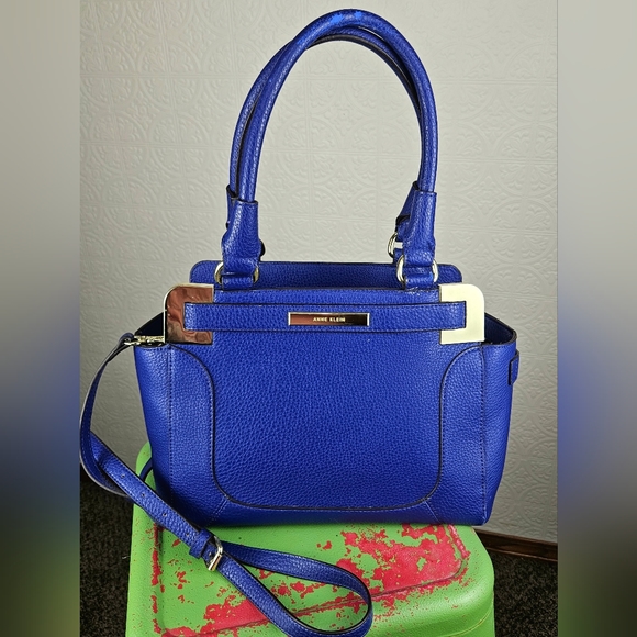 Anne Klein Bags Anne Klein Blue Leather Purse Poshmark